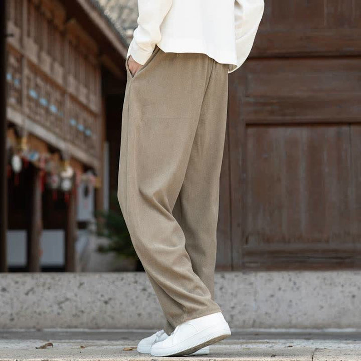 Buddha Stones Lässige, minimalistische Cordhose für Herren mit Kordelzug und Tasche für Herbst und Winter - image 4