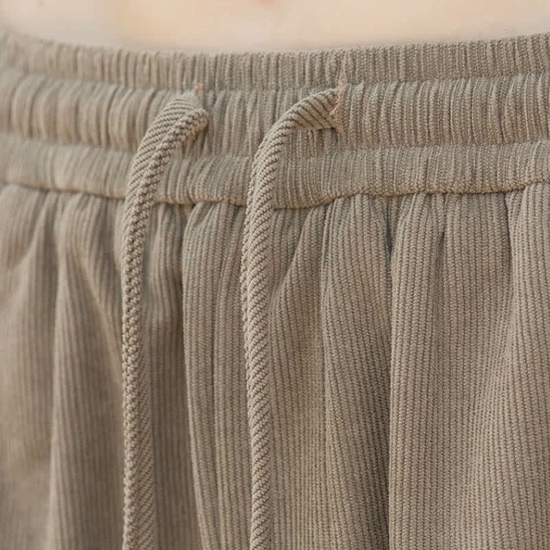 Buddha Stones Lässige, minimalistische Cordhose für Herren mit Kordelzug und Tasche für Herbst und Winter - image 5