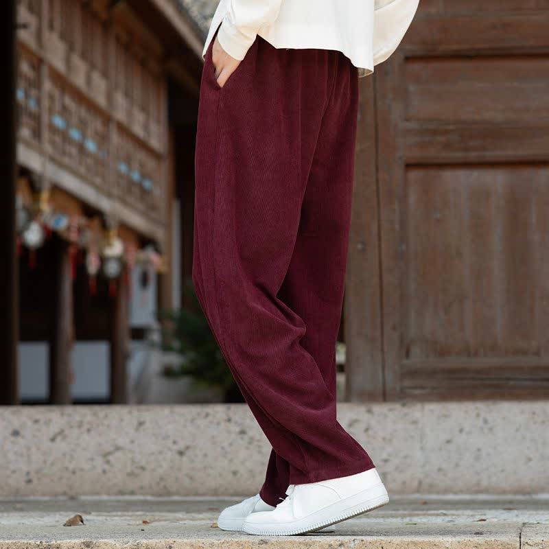 Buddha Stones Lässige, minimalistische Cordhose für Herren mit Kordelzug und Tasche für Herbst und Winter - image 18