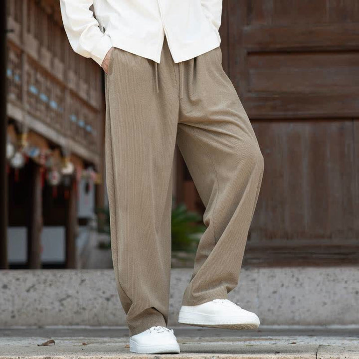 Buddha Stones Lässige, minimalistische Cordhose für Herren mit Kordelzug und Tasche für Herbst und Winter - image 3