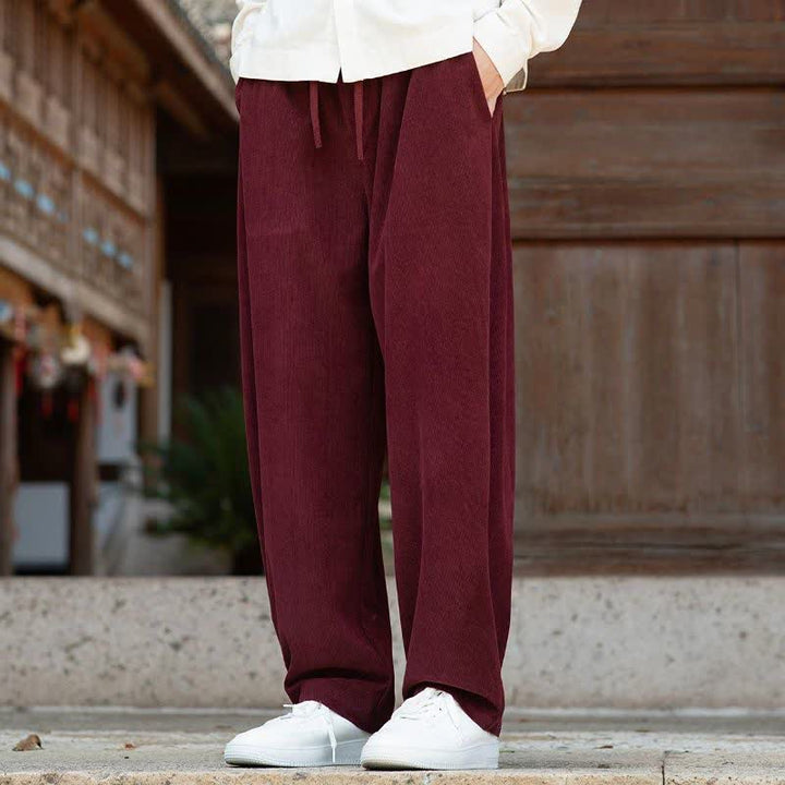 Buddha Stones Lässige, minimalistische Cordhose für Herren mit Kordelzug und Tasche für Herbst und Winter - image 15