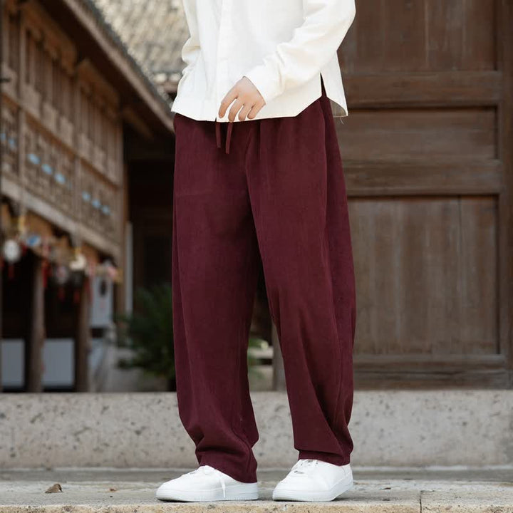 Buddha Stones Lässige, minimalistische Cordhose für Herren mit Kordelzug und Tasche für Herbst und Winter - image 16