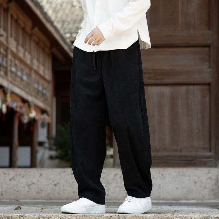 Buddha Stones Lässige, minimalistische Cordhose für Herren mit Kordelzug und Tasche für Herbst und Winter - image 10