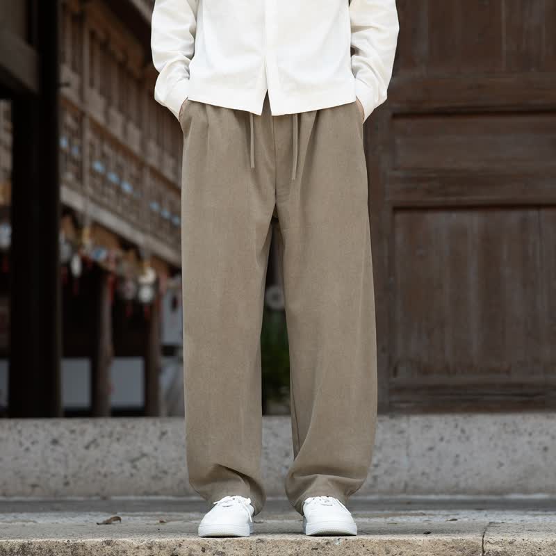 Buddha Stones Lässige, minimalistische Cordhose für Herren mit Kordelzug und Tasche für Herbst und Winter - BurlyWood - US/UK/AU48, EU58 (5XL) - image 0