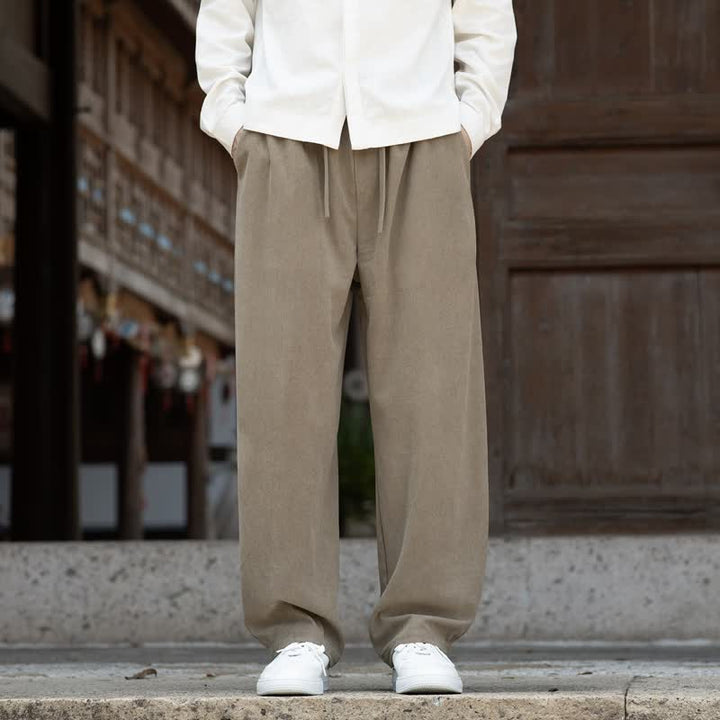 Buddha Stones Lässige, minimalistische Cordhose für Herren mit Kordelzug und Tasche für Herbst und Winter - BurlyWood - US/UK/AU48, EU58 (5XL) - image 0
