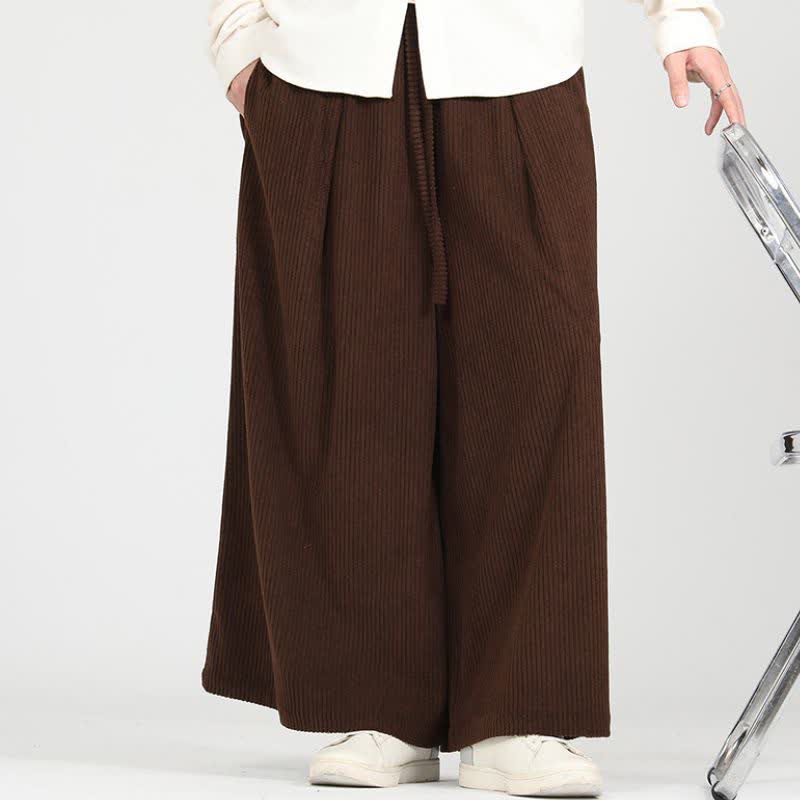 Buddha Stones Lässige Vintage-Cordhose für Herren, Herbst/Winter, mit Kordelzug, kurzem Schnitt, weitem Bein und Taschen - image 1