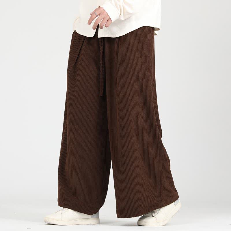 Buddha Stones Lässige Vintage-Cordhose für Herren, Herbst/Winter, mit Kordelzug, kurzem Schnitt, weitem Bein und Taschen - Sattelbraun - US/UK/AU48, EU58 (5XL) - image 0