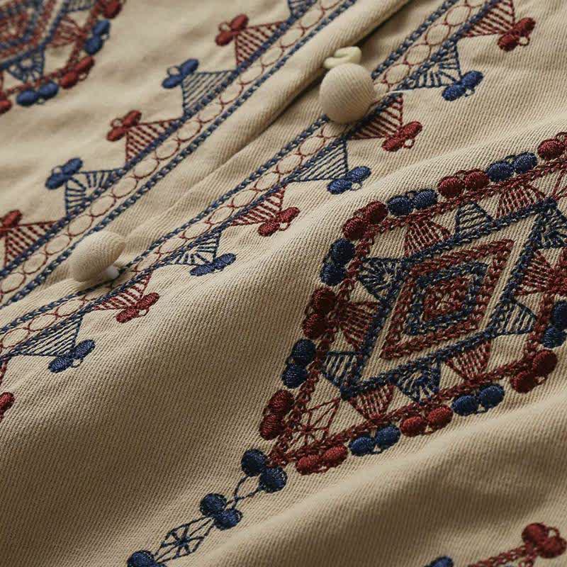 Buddha Stones Sommerliches Boho-Tanktop mit geometrischer Stickerei im Vintage-Stil, ärmellos, Damenbluse - image 6