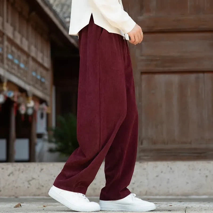 Buddha Stones Lässige, minimalistische Cordhose für Herren mit Kordelzug und Tasche für Herbst und Winter - image 17