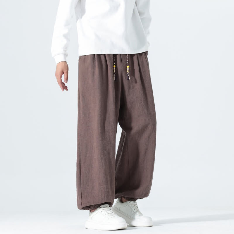 Buddha Stones Lässige, minimalistische Herren-Ankle-Hose aus einfarbigem Baumwollstoff mit Kordelzug und Taschen für Frühling und Sommer - image 38