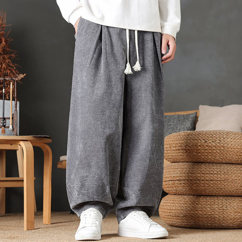 Buddha Stones Lässige Vintage-Cordhose für Herren, knöchelhoch, mit Kordelzug, geradem Bein und Taschen – perfekt für Herbst und Winter - image 1