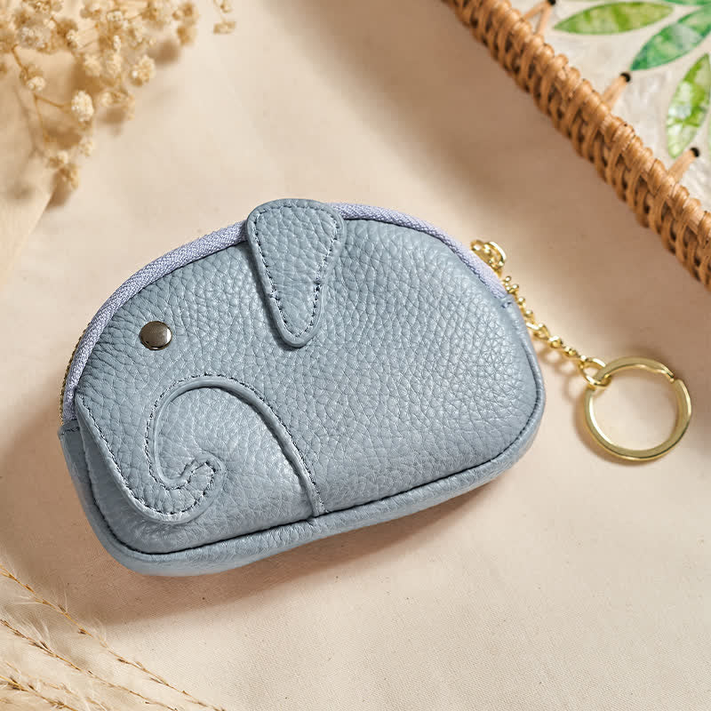 Buddha Stones Mini-Geldbörse aus PU-Leder mit Elefantenmotiv und Reißverschluss - Hellstahlblau (ca. 12,5 cm × 2 cm × 8,5 cm) - image 6