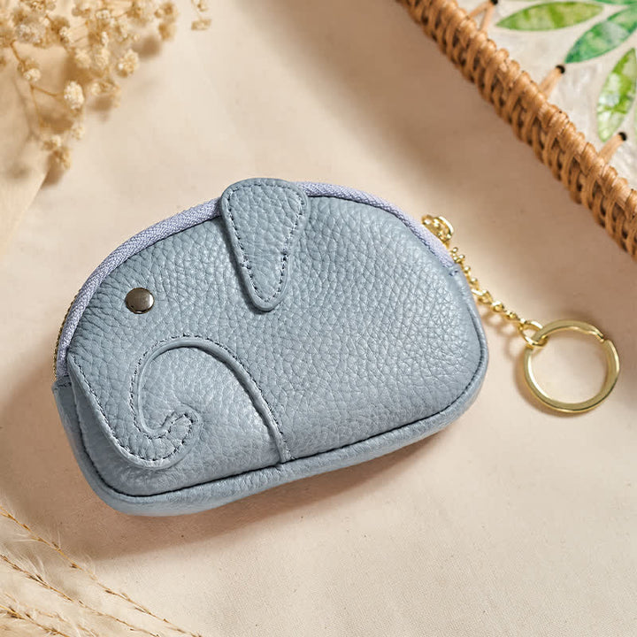 Buddha Stones Mini-Geldbörse aus PU-Leder mit Elefantenmotiv und Reißverschluss - Hellstahlblau (ca. 12,5 cm × 2 cm × 8,5 cm) - image 6