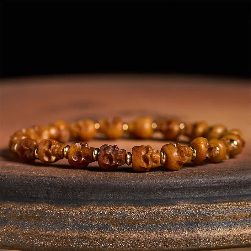 Buddha Stones Handgeschnitztes tibetisches Armband aus Knochenschädel – Symbol für einen Neuanfang - image 1