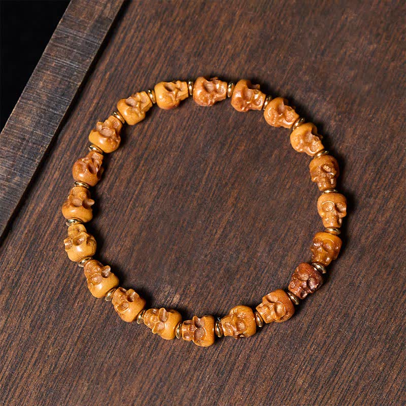 Buddha Stones Handgeschnitztes tibetisches Armband aus Knochenschädel – Symbol für einen Neuanfang - Knochenperle - image 0