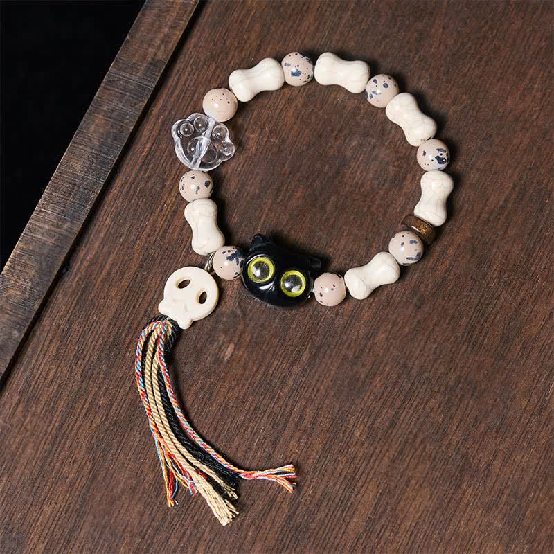 Buddha Stones Mut-Armband mit Katzenschädel-Motiv - Schädel (Veränderung ♥ Mut) - image 0