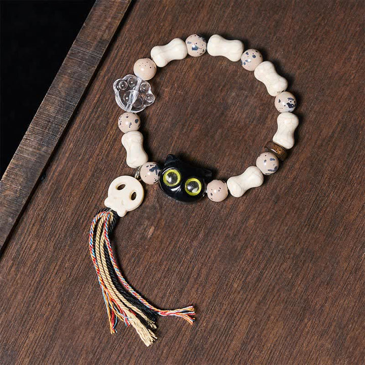 Buddha Stones Mut-Armband mit Katzenschädel-Motiv - Schädel (Veränderung ♥ Mut) - image 0