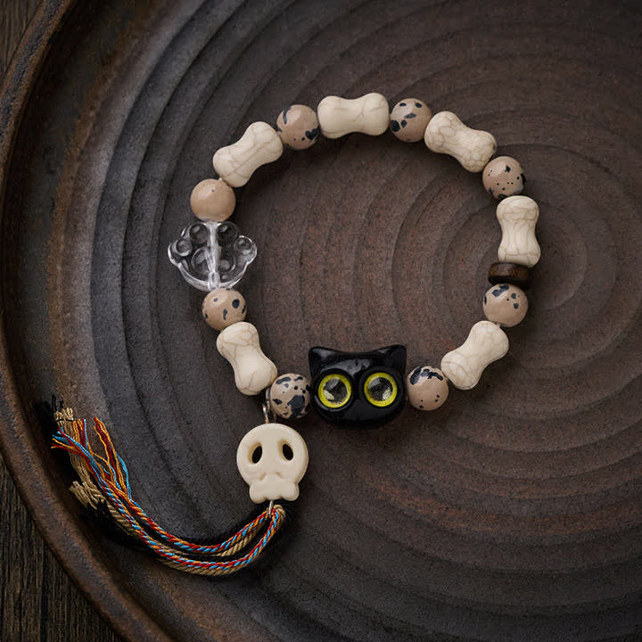 Buddha Stones Mut-Armband mit Katzenschädel-Motiv - image 1