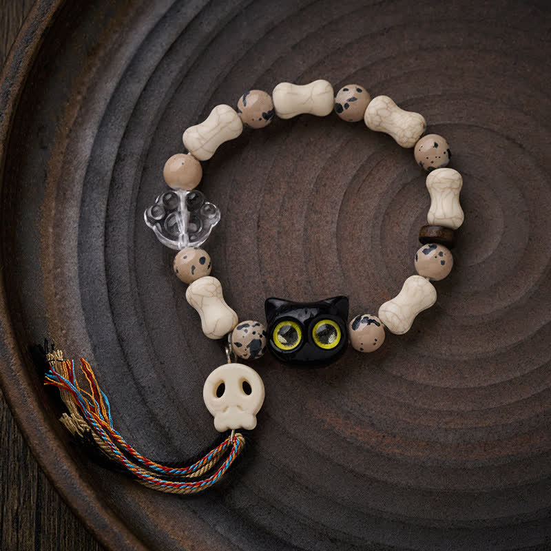 Buddha Stones Mut-Armband mit Katzenschädel-Motiv - image 1