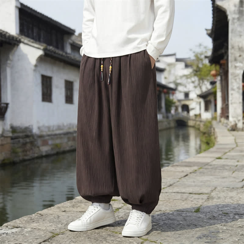 Buddha Stones Lässige Vintage-Haremshose mit Kordelzug und Taschen für Frühling und Herbst - Sienna - Regulär - US/UK/AU48, EU58 (6XL) - image 0