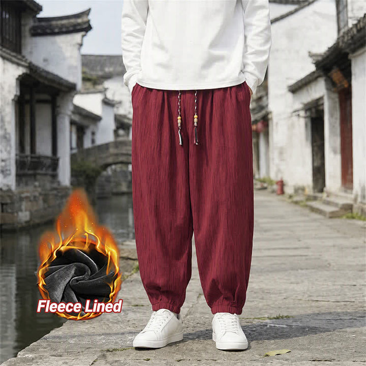 Buddha Stones Lässige Vintage-Haremshose mit Kordelzug und Taschen für Frühling und Herbst - Feuerfestziegel - Fleecegefüttert - US/UK/AU48, EU58 (6XL) - image 33