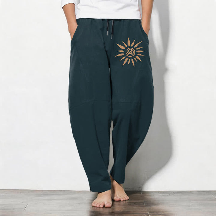 Buddha Stones Herrenhose aus reiner Baumwolle mit spiralförmigem Sonnenmuster, Kordelzug und Taschen - Türkis - US/UK/AU50, EU60 (5XL) - image 7
