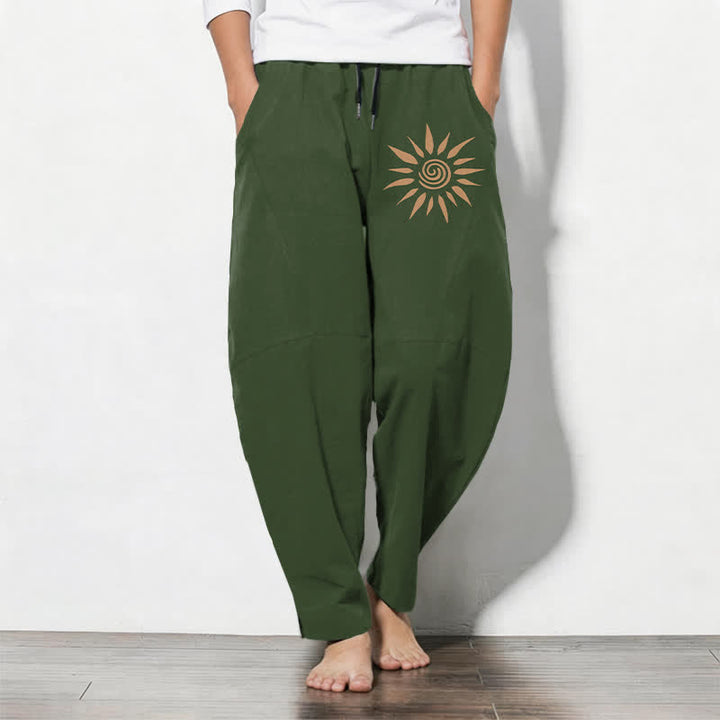Buddha Stones Herrenhose aus reiner Baumwolle mit spiralförmigem Sonnenmuster, Kordelzug und Taschen - Grün - US/UK/AU50, EU60 (5XL) - image 11