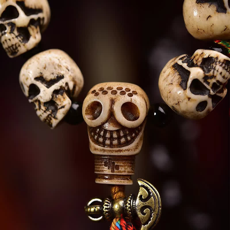 Buddha Stones Tibetisches handgeschnitztes Knochenperlenarmband mit dem Muster „Herr des Leichenwaldes“ zum Schutz vor dem Tod - image 4