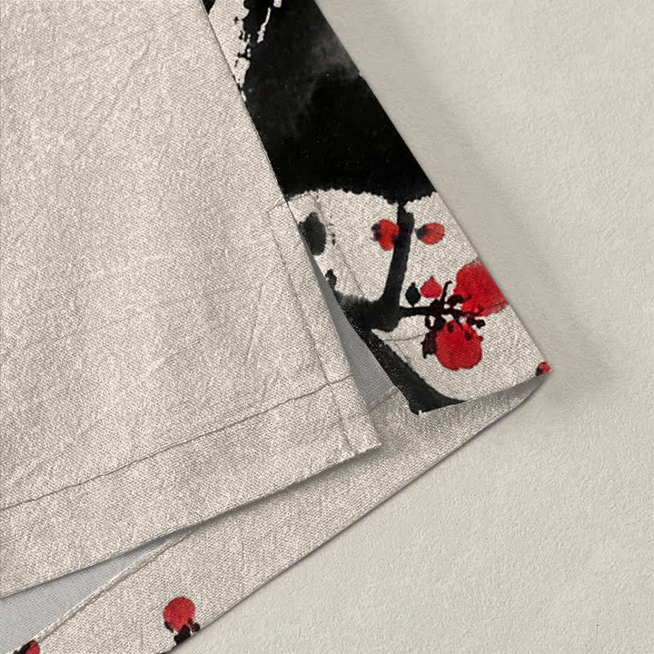 Buddha Stones Kimono für Herren aus Baumwolle mit Pflaumenblütenmuster und offener Vorderseite - image 4