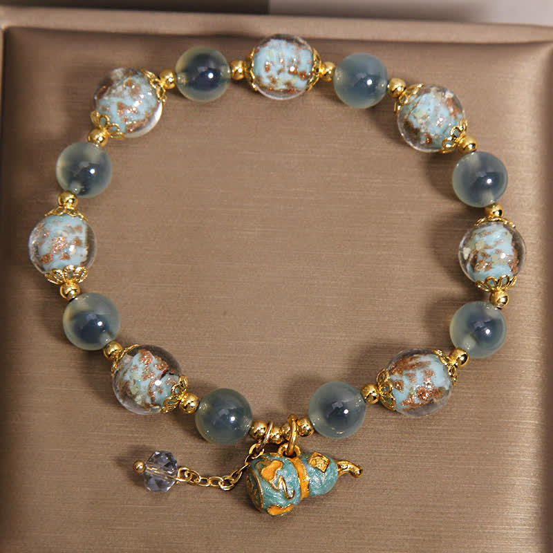 Buddha Stones Armband mit Anhänger aus blauem Zuckerachat und Liuli-Glaskürbis - image 1