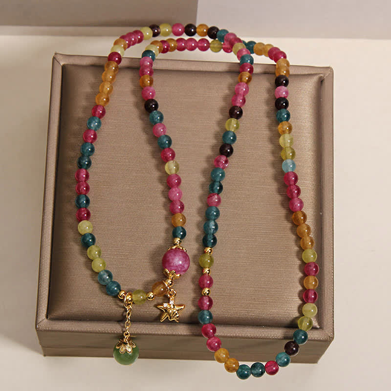 Buddha Stones Regenbogen-Turmalin-Seestern-Charm-Schutz-Dreifach-Wickelarmband - image 4
