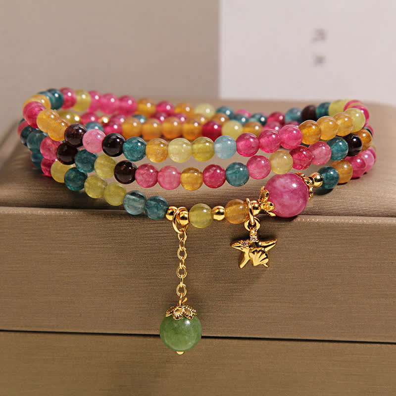 Buddha Stones Regenbogen-Turmalin-Seestern-Charm-Schutz-Dreifach-Wickelarmband - image 8