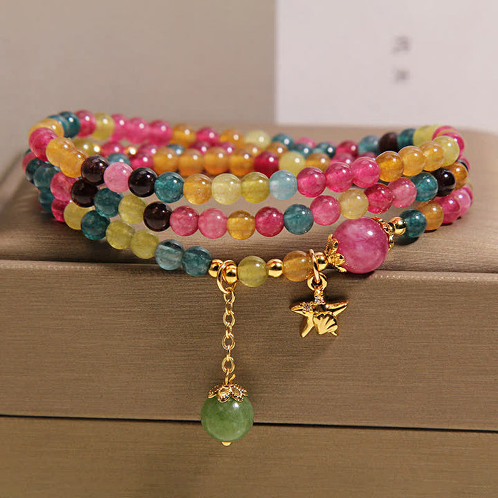 Buddha Stones Regenbogen-Turmalin-Seestern-Charm-Schutz-Dreifach-Wickelarmband - image 8