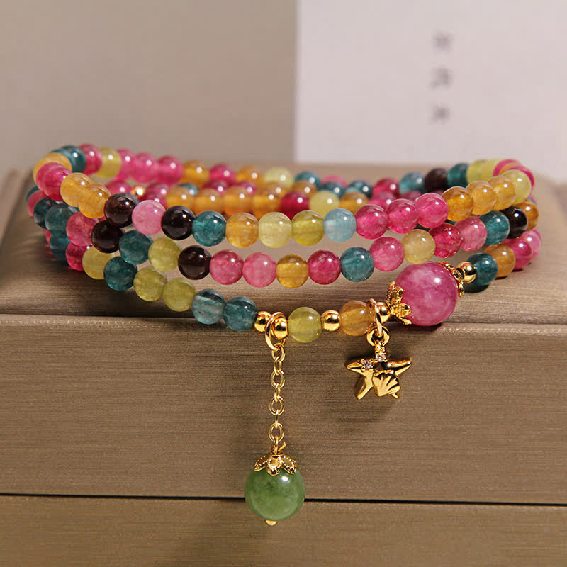 Buddha Stones Regenbogen-Turmalin-Seestern-Charm-Schutz-Dreifach-Wickelarmband - image 7