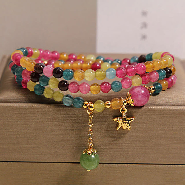 Buddha Stones Regenbogen-Turmalin-Seestern-Charm-Schutz-Dreifach-Wickelarmband - image 7