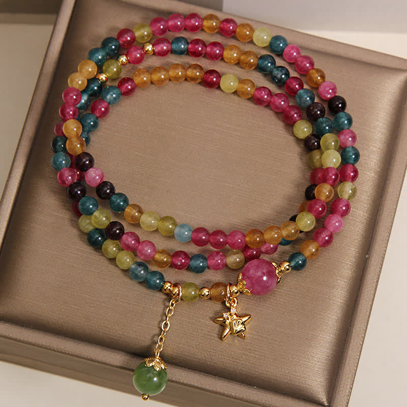 Buddha Stones Regenbogen-Turmalin-Seestern-Charm-Schutz-Dreifach-Wickelarmband - image 2