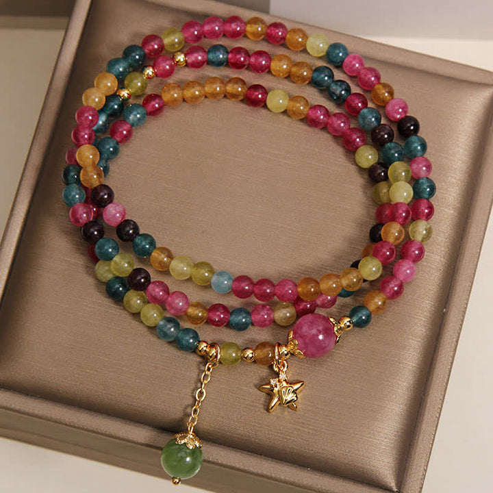 Buddha Stones Regenbogen-Turmalin-Seestern-Charm-Schutz-Dreifach-Wickelarmband - image 2