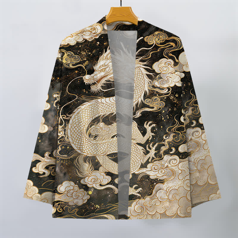 Buddha Stones Kimono aus Baumwolle mit himmlischem Drachen- und Wolkenmuster, offener Vorderseite, für Herren - image 7