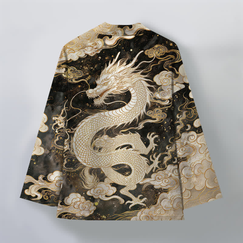 Buddha Stones Kimono aus Baumwolle mit himmlischem Drachen- und Wolkenmuster, offener Vorderseite, für Herren - image 8