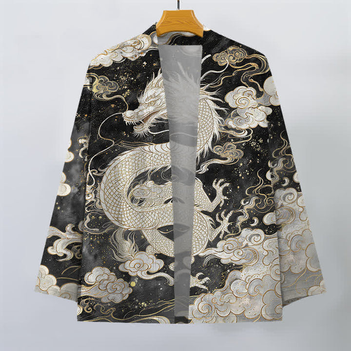 Buddha Stones Kimono aus Baumwolle mit himmlischem Drachen- und Wolkenmuster, offener Vorderseite, für Herren - image 10