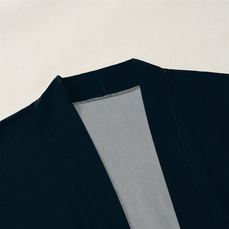 Buddha Stones Kimono aus Baumwolle mit fließendem Meereswellenmuster und offener Vorderseite für Herren - image 3