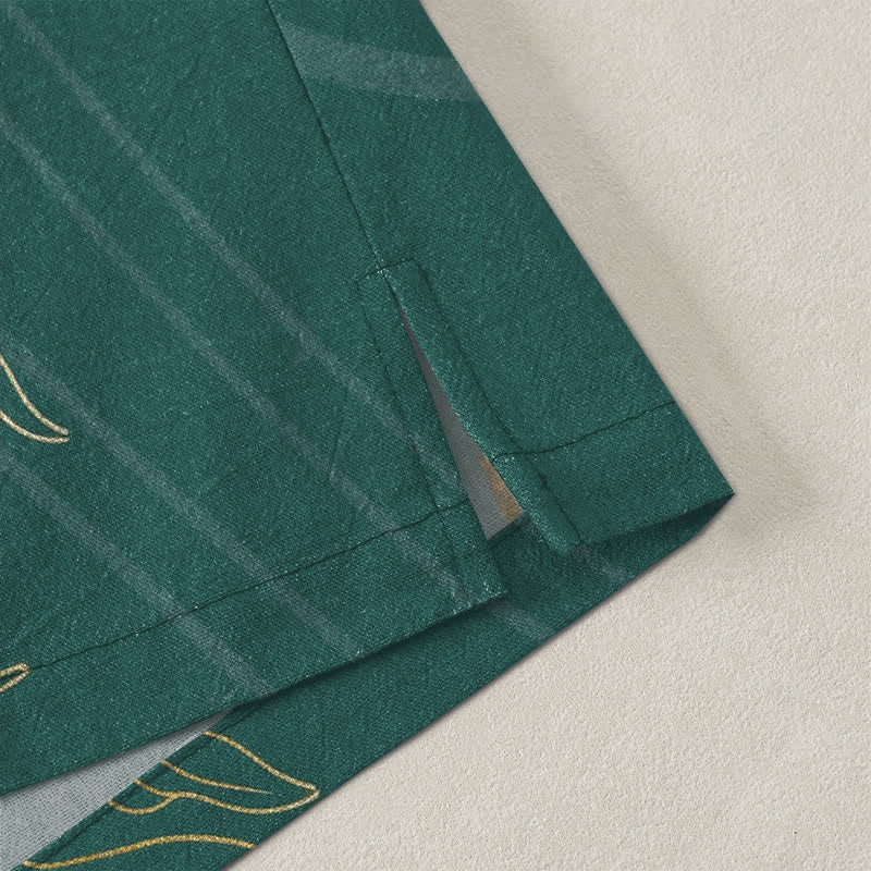Buddha Stones Kimono für Herren aus Baumwolle mit Koi-Lotus-Muster und offener Vorderseite - image 4