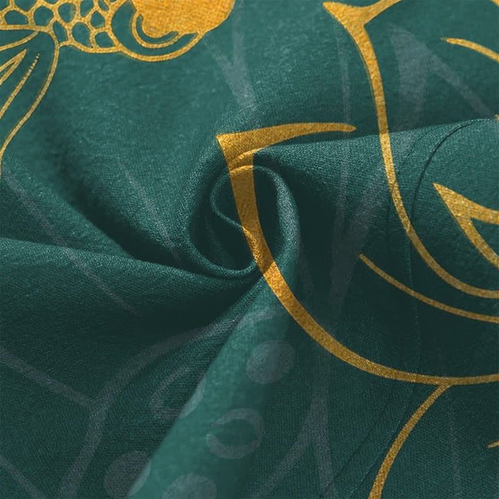 Buddha Stones Kimono für Herren aus Baumwolle mit Koi-Lotus-Muster und offener Vorderseite - image 5