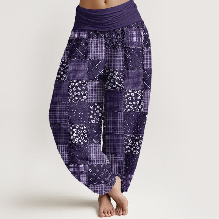 Buddha Stones Baumwoll-Haremshose mit Vintage-Patchwork-Blumenmuster und elastischem Bund für Damen - Dunkelviolett - US16, UK/AU20, EU48 (3XL) - image 5