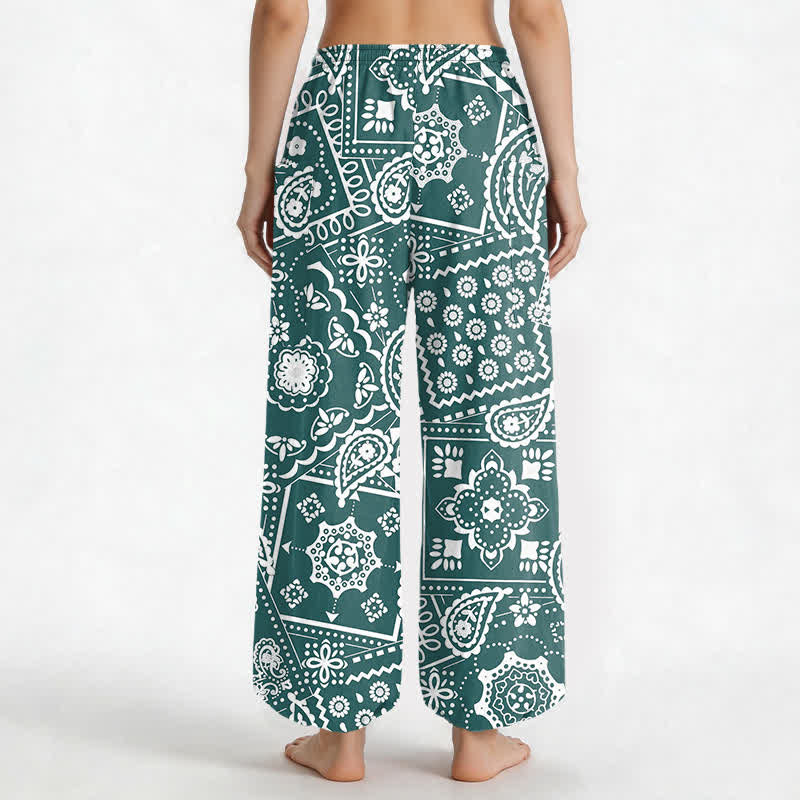 Buddha Stones Baumwoll-Haremshose für Damen mit böhmischem Paisley-Bandana-Muster, elastischem Bund und Seitentaschen - image 12