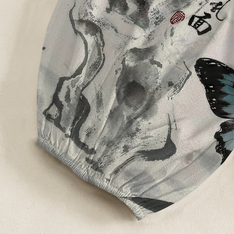 Buddha Stones Damen-Haremshose aus Baumwolle mit Bambus-Schmetterlingsmuster, elastischem Bund und Seitentaschen - image 6