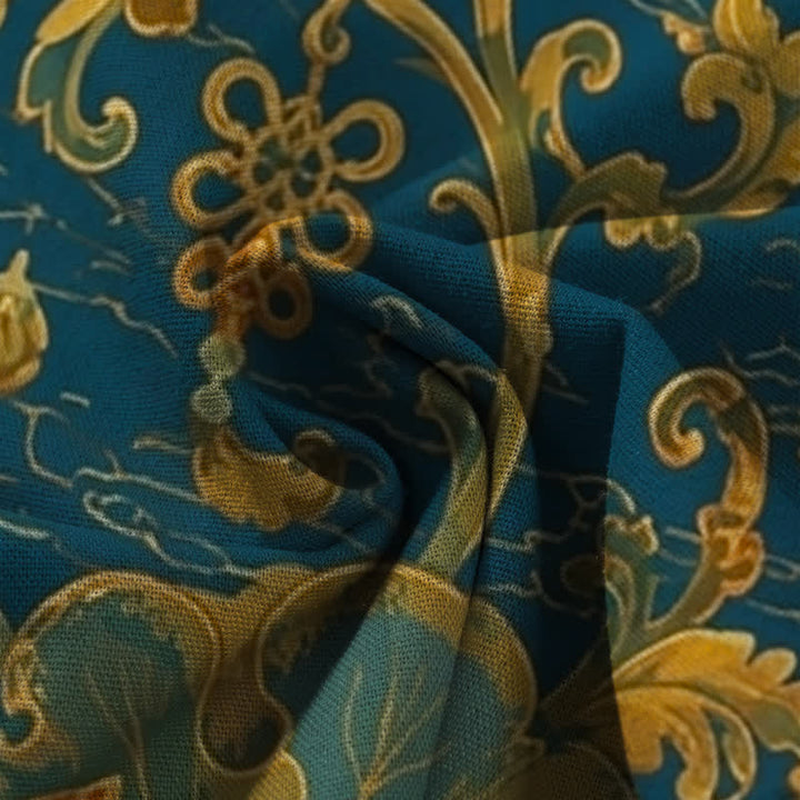 Buddha Stones Baumwoll-Leinen-Hose mit Vintage-Lotusblumenmuster, elastischem Bund, weitem Bein und Taschen - image 3