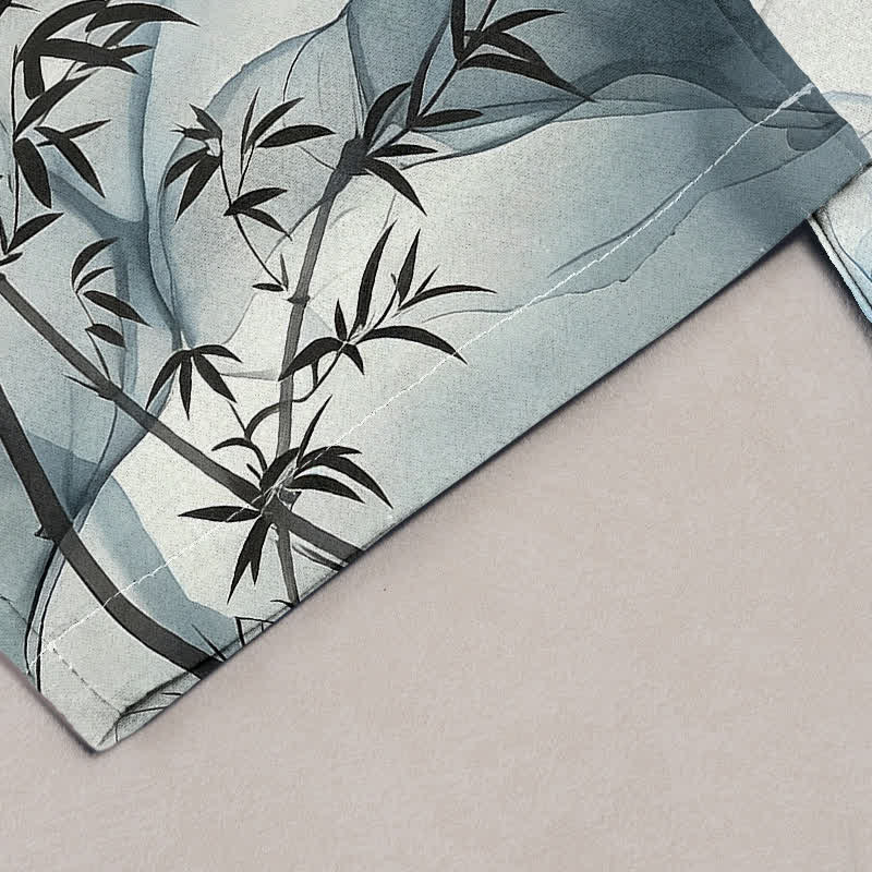 Buddha Stones Damenhose aus reiner Baumwolle mit orientalischem Bambusmuster, elastischem Bund und Taschen - image 1