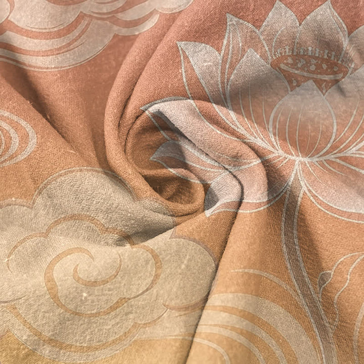 Buddha Stones Damenhose aus reiner Baumwolle mit Lotus-Wolken-Farbverlaufsmuster, elastischem Bund und Taschen - image 2
