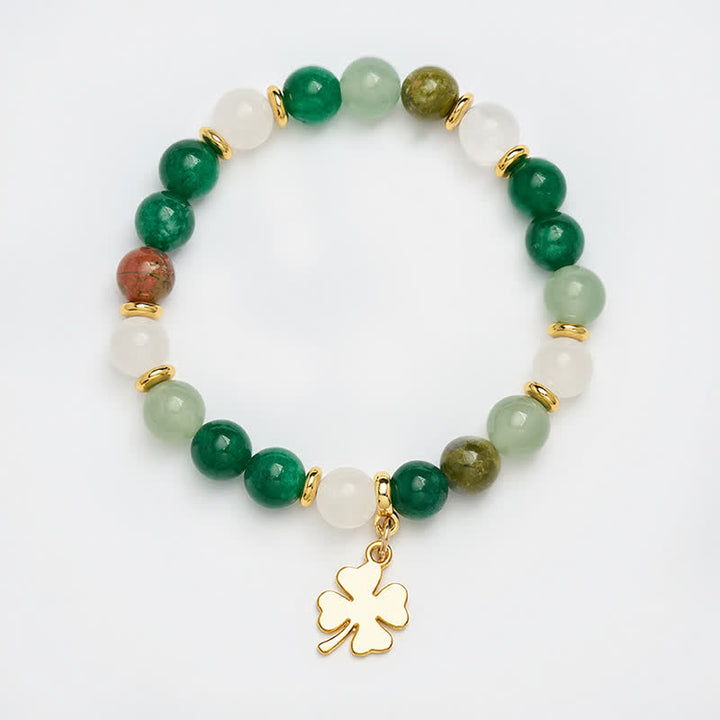 Buddha Stones Grünes Aventurin-Armband mit vierblättrigem Kleeblatt-Motiv – Glücksbringer - image 8